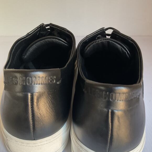 Les Hommes Black Leather Studded Buckle Sneakers Men’s Size 42/ 9 US  Italian - Picture 7 of 12